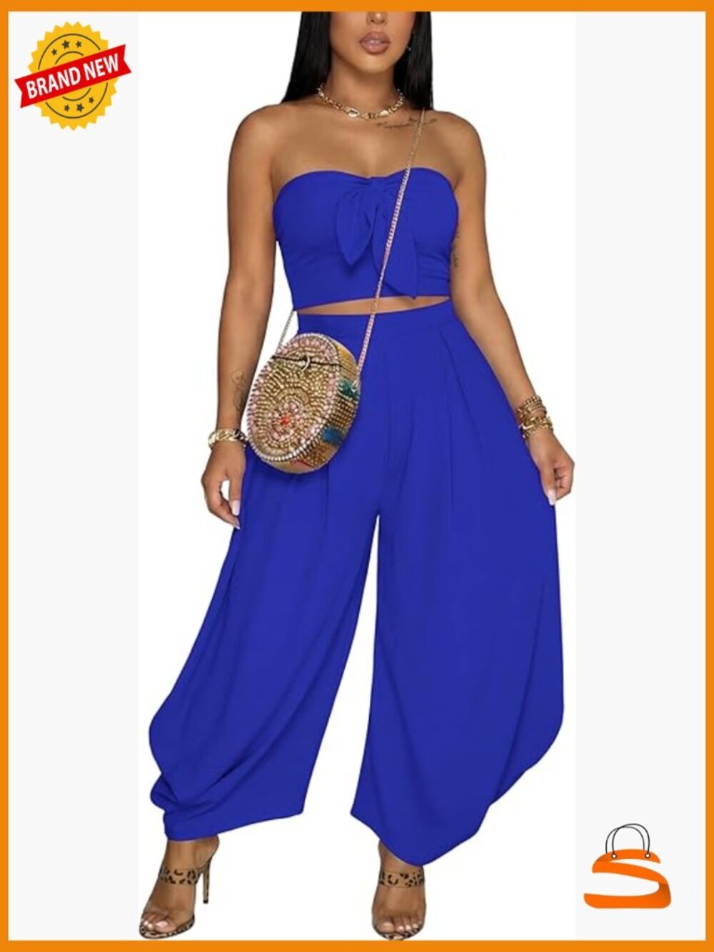 Off Shoulder Top & Wide Leg Pants 2 Piece Set